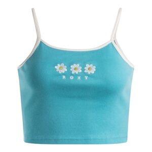 Roxy Cropped Tank M Blue Y2K Retro Surf 100% Cotton Vintage BNWT